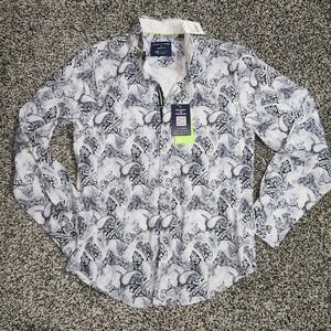 society of threads Paisley Gray Mens Small Regular Fit Stretch Wrinkle Free Nwt